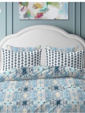 Calm Waters Blue Printed Duvet Cover Set
